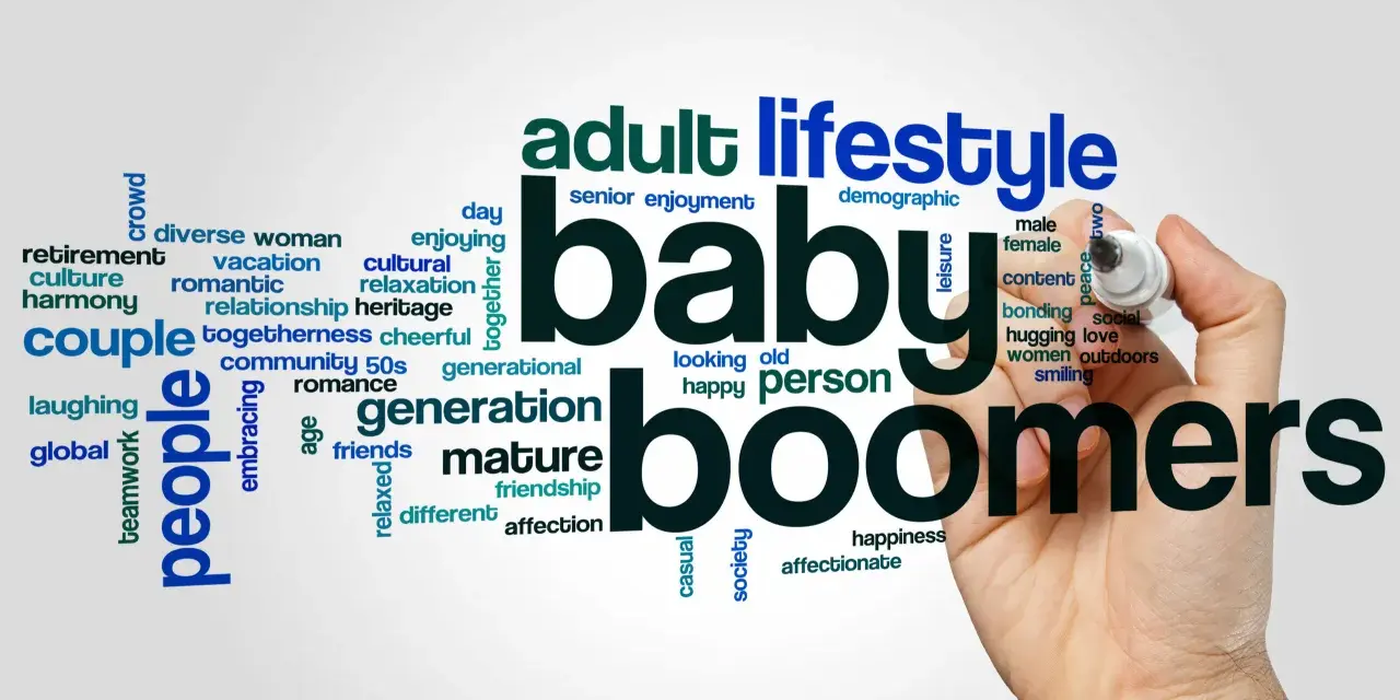 Słowa kluczowe związane z pokoleniem baby boomers: dorosły, styl życia, pokolenie, szczęście, relaks, rodzina, przyjaźń, miłość, wspólnota.