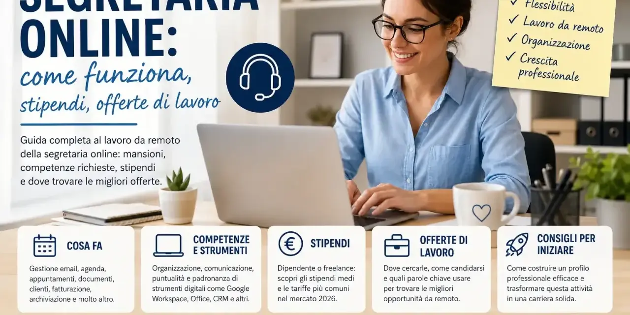 Guida completa per segretarie online: scopri mansioni, competenze, quanto guadagna una segretaria e dove trovare offerte di lavoro da remoto.
