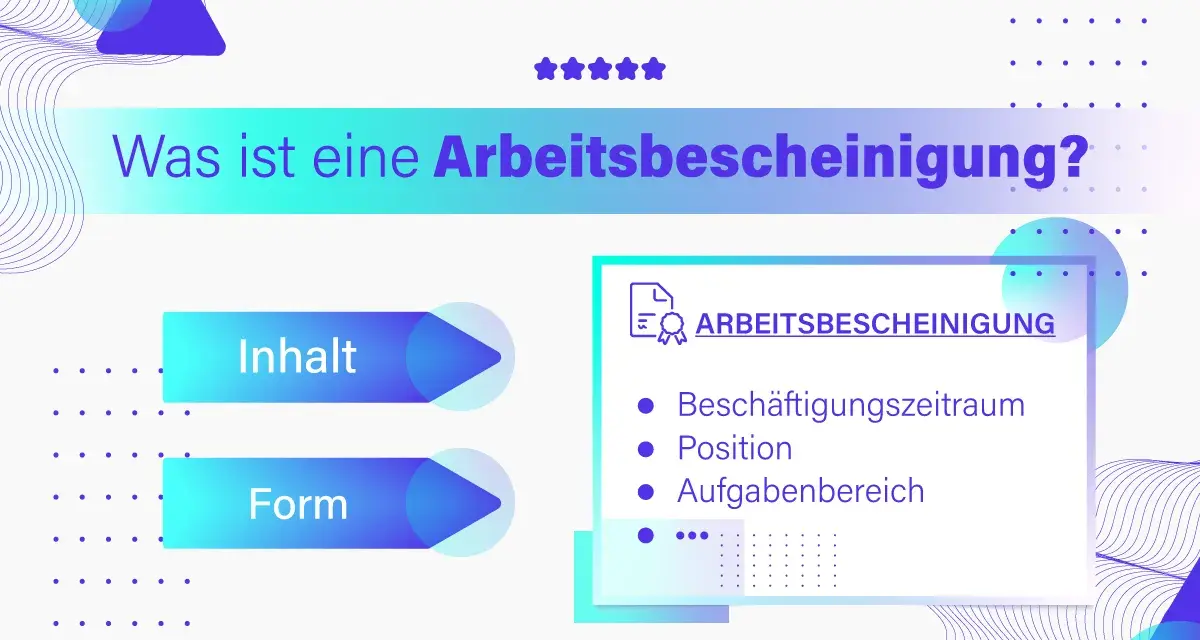 Was ist eine Arbeitsbescheinigung? Das Dokument listet Beschäftigungszeitraum, Position und Aufgabenbereich auf.
