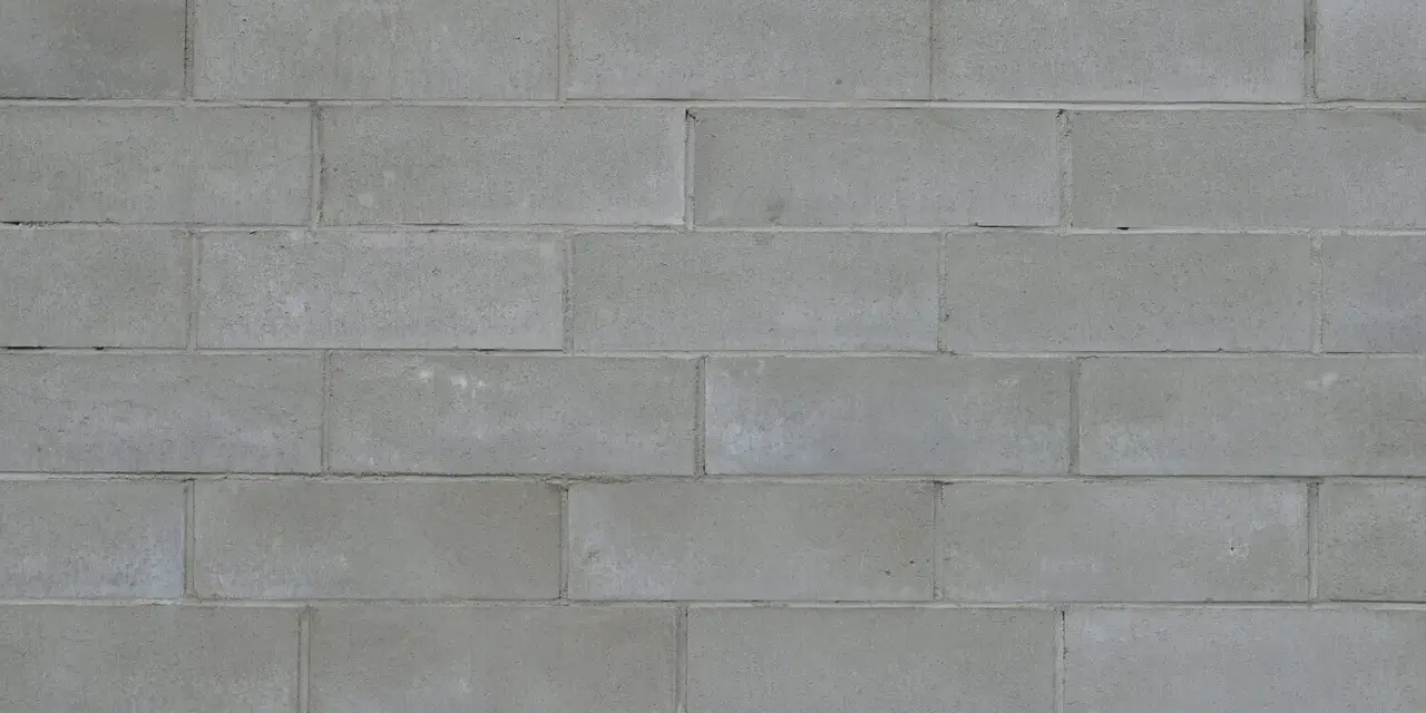 Pared de bloques de hormigón gris, lista para pintar y transformar.