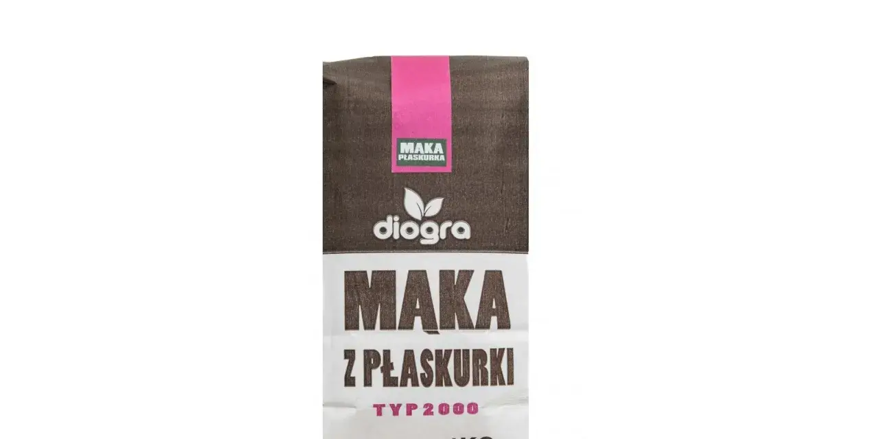 Mąka z płaskurki Diogra typ 2000, 1kg. Idealna do domowego makaronu z płaskurki, zdrowsza alternatywa dla zwykłej mąki.
