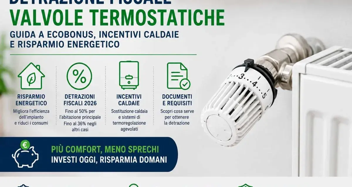 Detrazione fiscale per valvole termostatiche e incentivi caldaie. Risparmio energetico e comfort con la mera sostituzione caldaia.