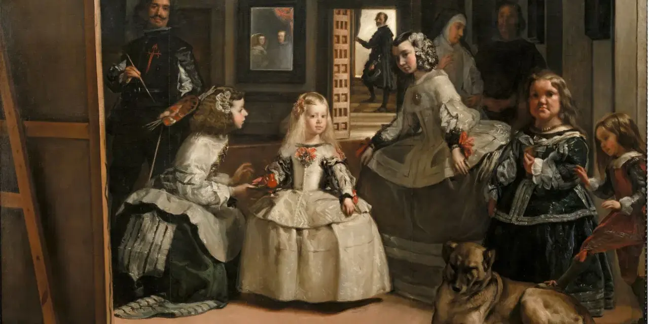Comentario de Las Meninas: Velázquez pinta a la infanta Margarita y su corte, un perro y a sí mismo.