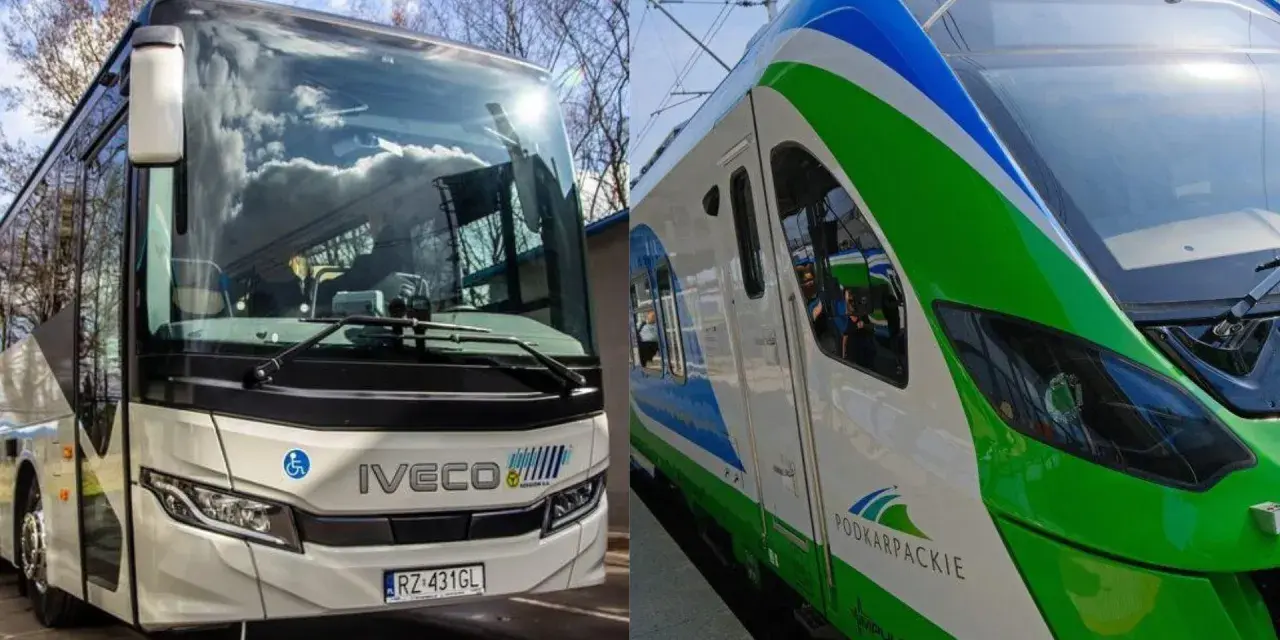 Autobus z Rzeszowa i pociąg do Krakowa Balic. Dwa środki transportu, jedna podróż.
