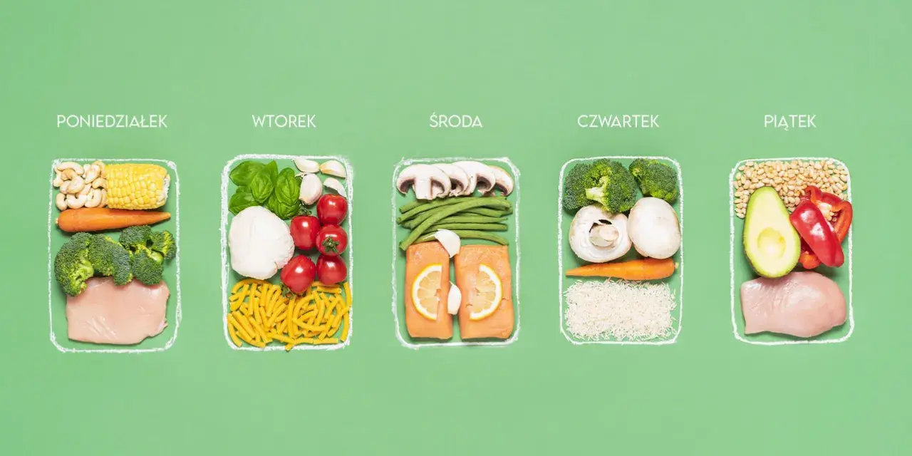 Przykładowy dieta keto plan na 5 dni: kurczak, orzechy, warzywa, ryby, awokado.