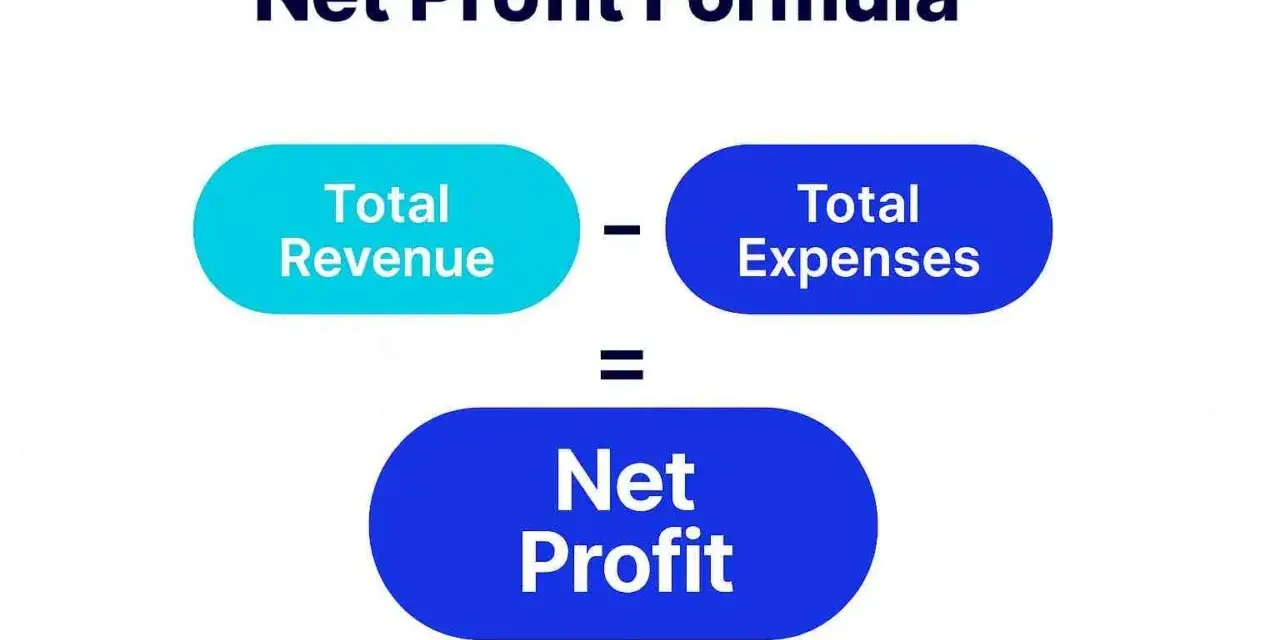 The net income formula in accounting: Total Revenue minus Total Expenses equals Net Profit.
