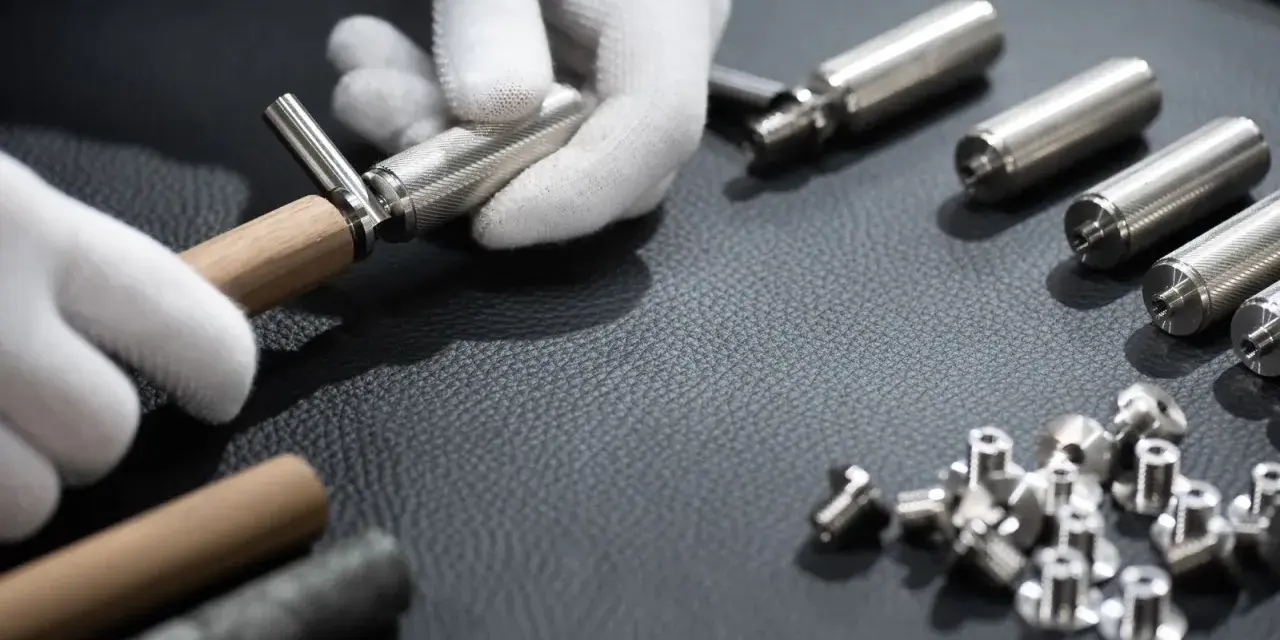 Mains gantées assemblant une ferrure de meuble. Des pièces métalliques et des vis sont disposées autour, suggérant comment enlever des ferrures sur un meuble.