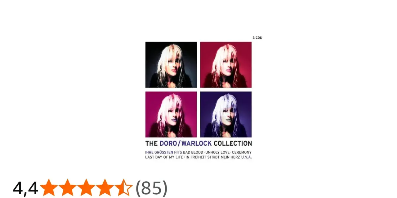 Cover von "The Doro/Warlock Collection" mit vier Porträts von Doro Pesch in verschiedenen Farbfiltern. Ein Muss für Fans des titels von Doro Pesch.
