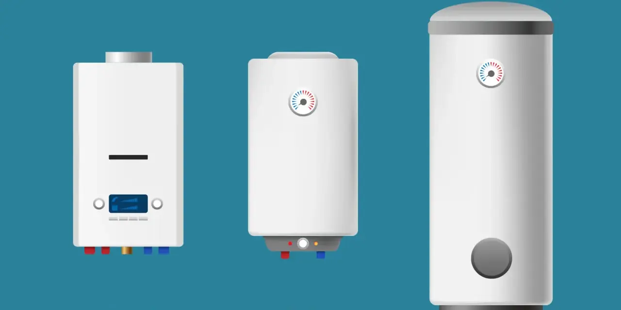 Trois chauffe-eau électriques blancs. Le plus à gauche a un écran numérique. Le plus à droite est le plus grand. Ces appareils peuvent présenter des inconvénients.