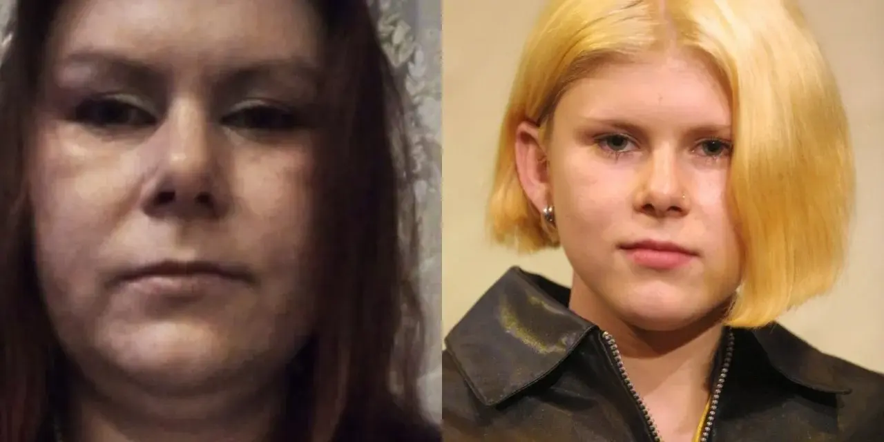 Dwie twarze: po lewej Ola, po prawej młoda Aleksandra Gietner z blond włosami.