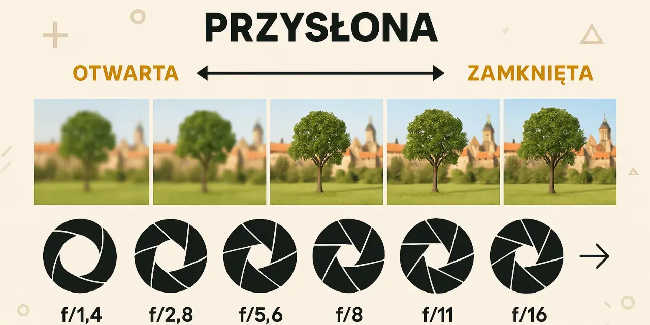 Przykłady wpływu przysłony na głębię ostrości: od rozmytego tła przy f/1,4 do ostrego przy f/16.