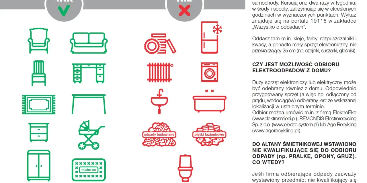 Meble, dywany, wózki dziecięce, materace – to przykłady, co można wystawić na gabaryty. Nie wolno tam wyrzucać gruzu ani pralek.