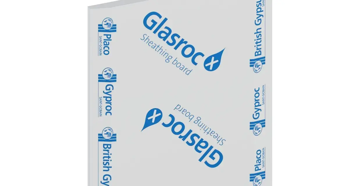 Scheda tecnica per un pannello Glasroc, un materiale da costruzione con un habitus forte, ideale per isolamento e finiture.