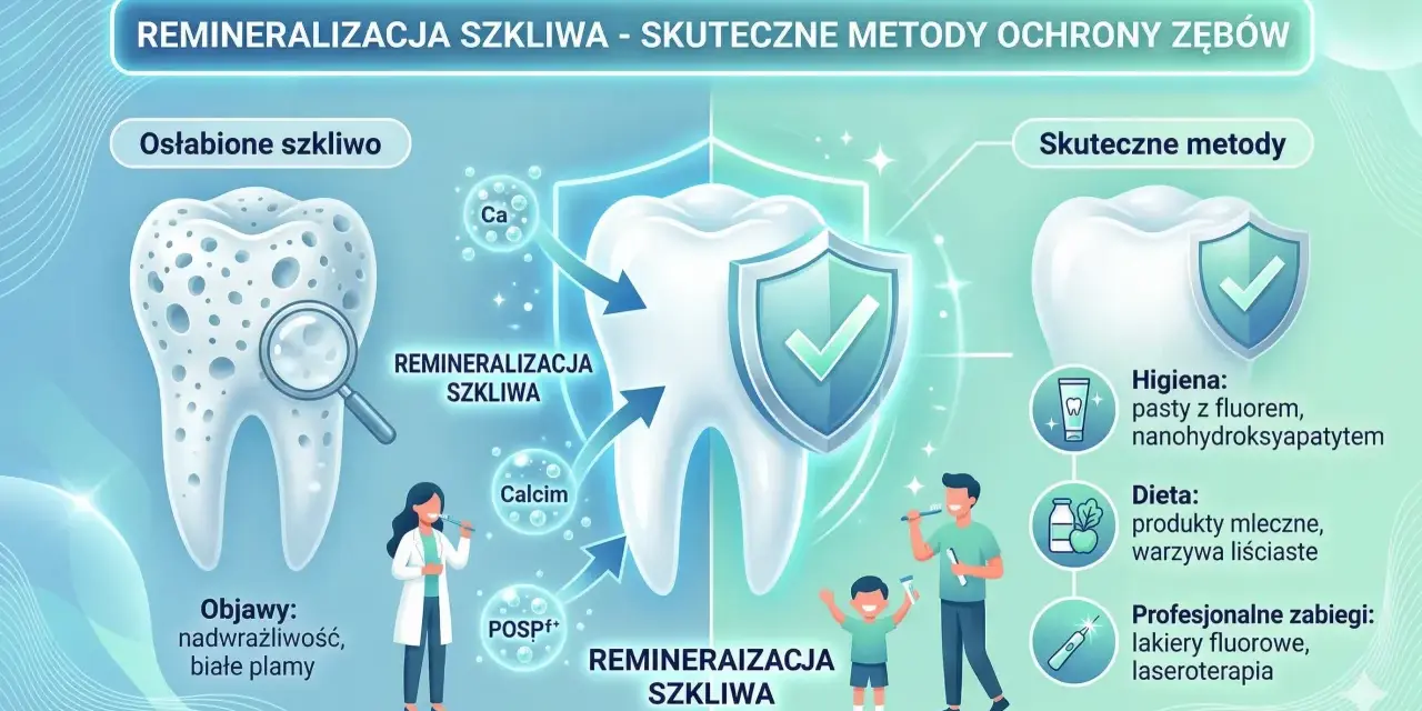 Uszkodzone szkliwo objawy: nadwrażliwość, białe plamy. Remineralizacja szkliwa przywraca siłę zębom.
