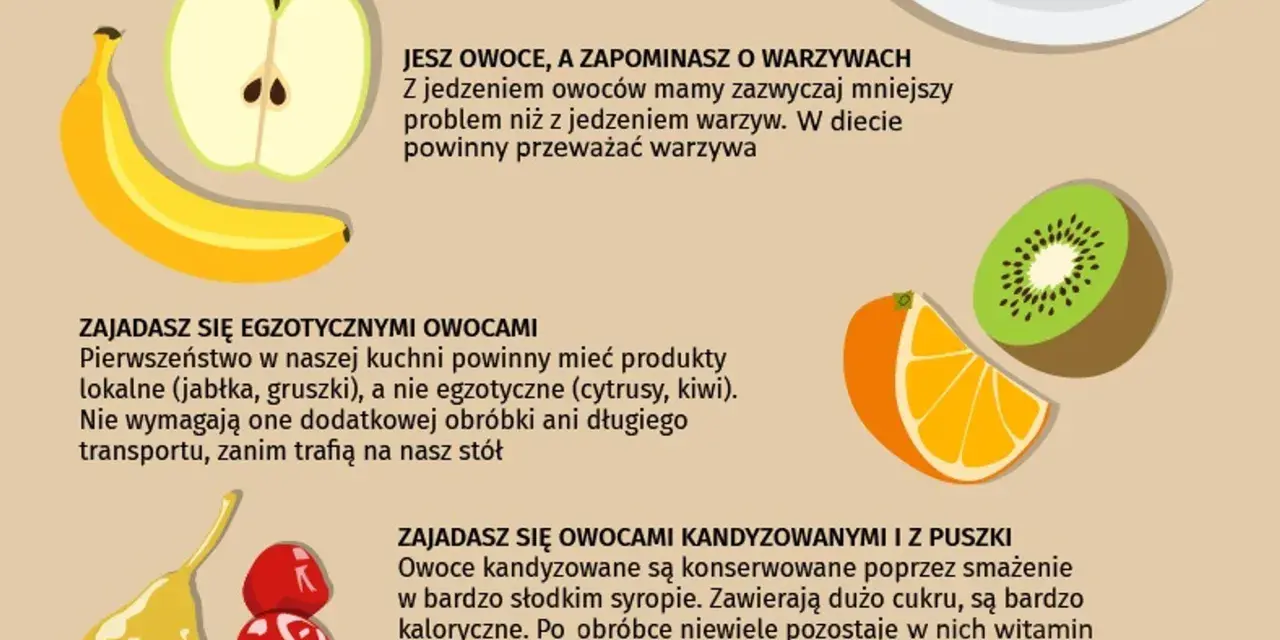 Banan, jabłko, kiwi i pomarańcza. Pamiętaj, po owocach ich poznacie – wybieraj lokalne i świeże, a nie przetworzone.