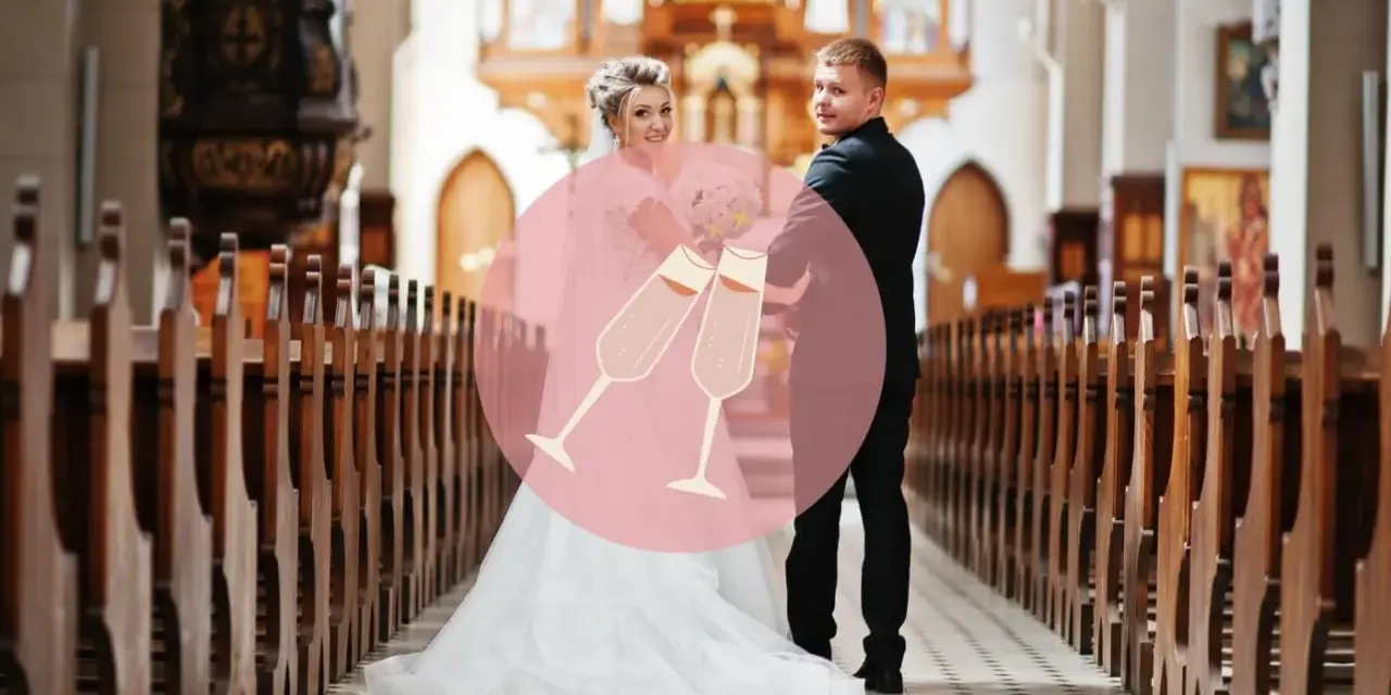 Para, kto nie może być świadkiem na ślubie kościelnym, to osoba nieochrzczona. Para młoda w kościele.
