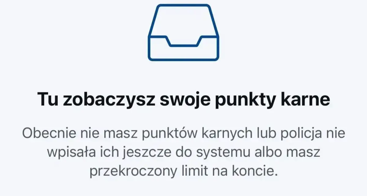 Ikona folderu i tekst: "Tu zobaczysz swoje punkty karne". Informacja, że punkty karne kasują się po pewnym czasie lub gdy przekroczono limit.