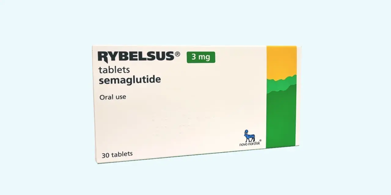 Opakowanie leku Rybelsus 3 mg z semaglutydem, do stosowania doustnego.