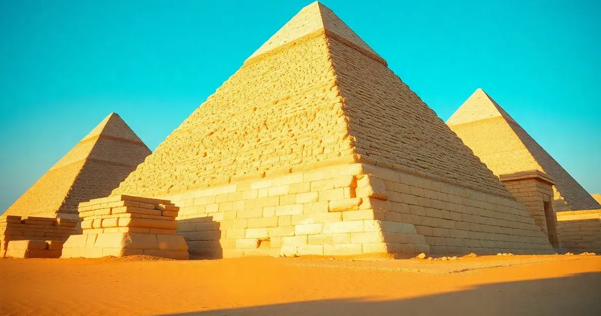 Majestätische Pyramiden in Ägypten, im warmen Licht der Wüstensonne.