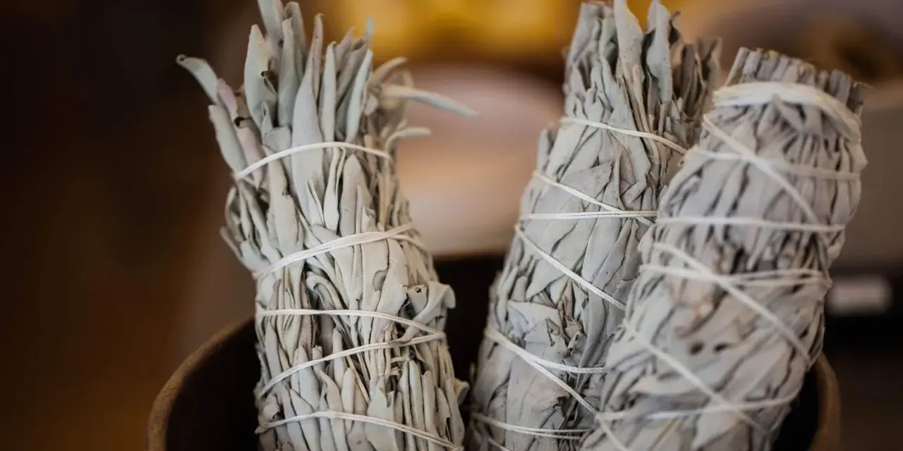 Manzados de incienso limpia casas para que sirve. Hierbas secas atadas con hilo blanco, listas para purificar espacios.
