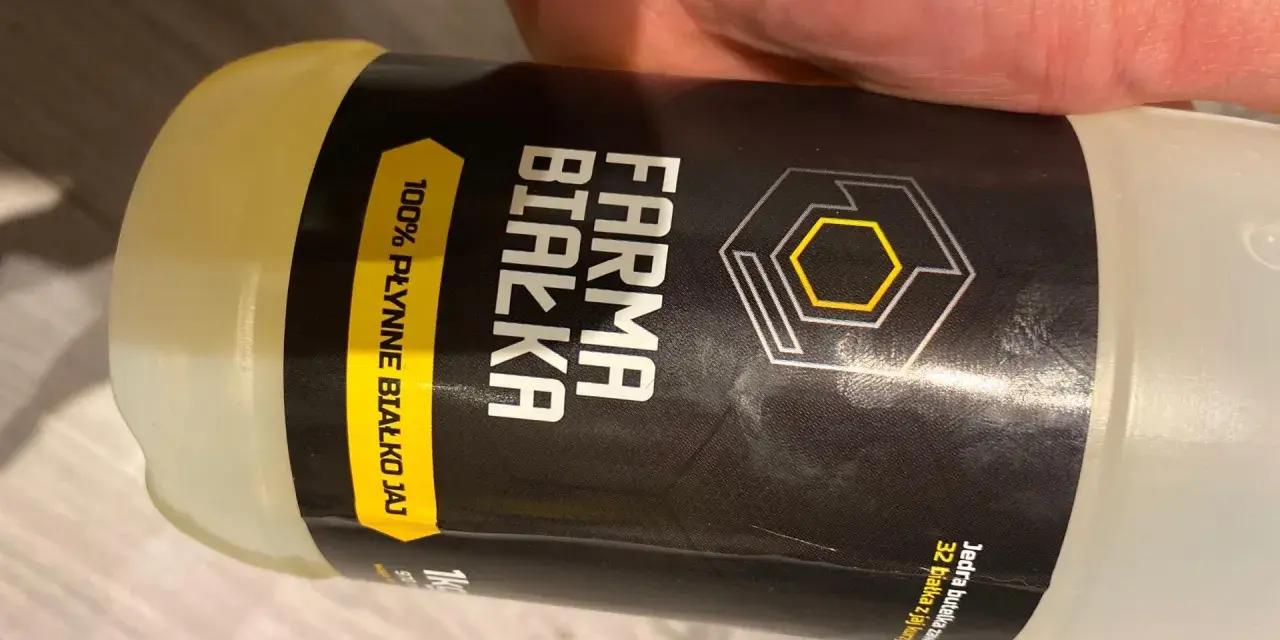 Płynne białko jaj Farma Białka z Lidla, 1kg. Idealne dla sportowców, 100% białka z jaj.