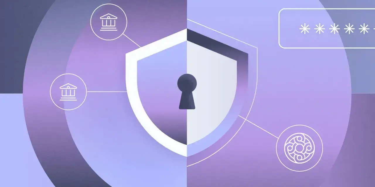 Shield with keyhole, bank icons, and password field symbolize a secure FDIC insured deposit sweep program.