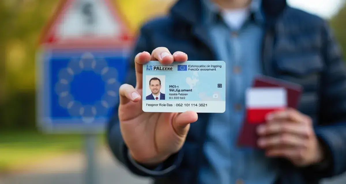 Mężczyzna pokazuje dowód osobisty i paszport. Czy do Francji potrzebny jest paszport? W strefie Schengen dowód wystarczy.