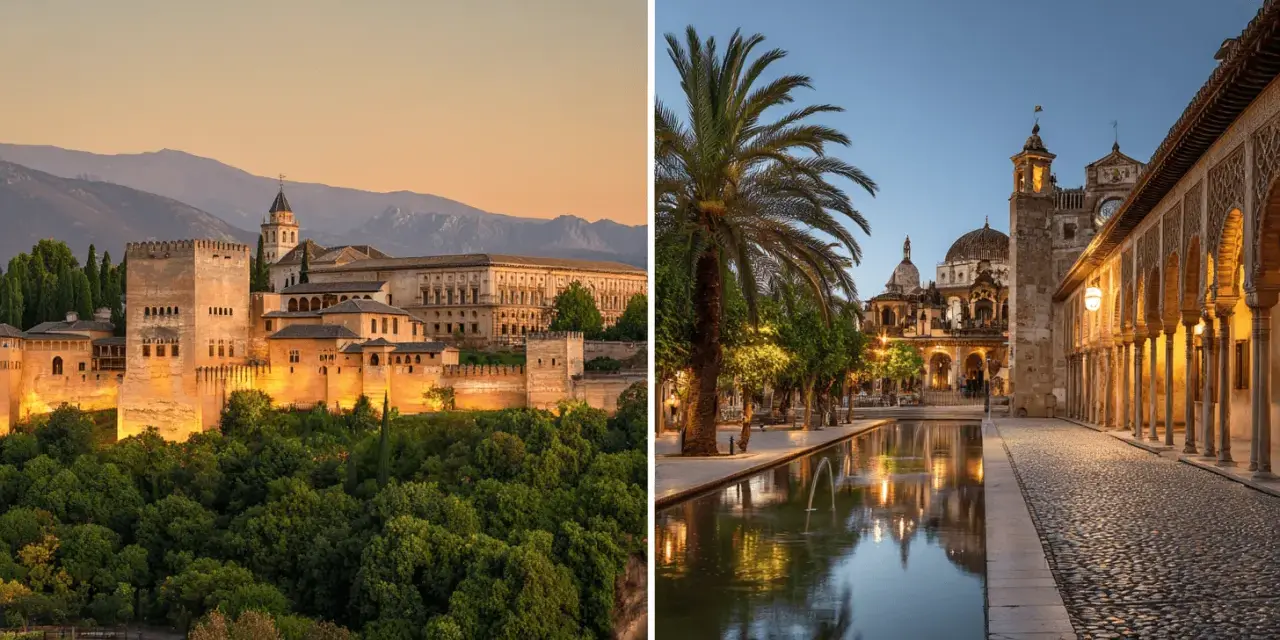 La splendeur de l'Alhambra à Grenade, contrastant avec l'élégance mauresque de Cordoue.