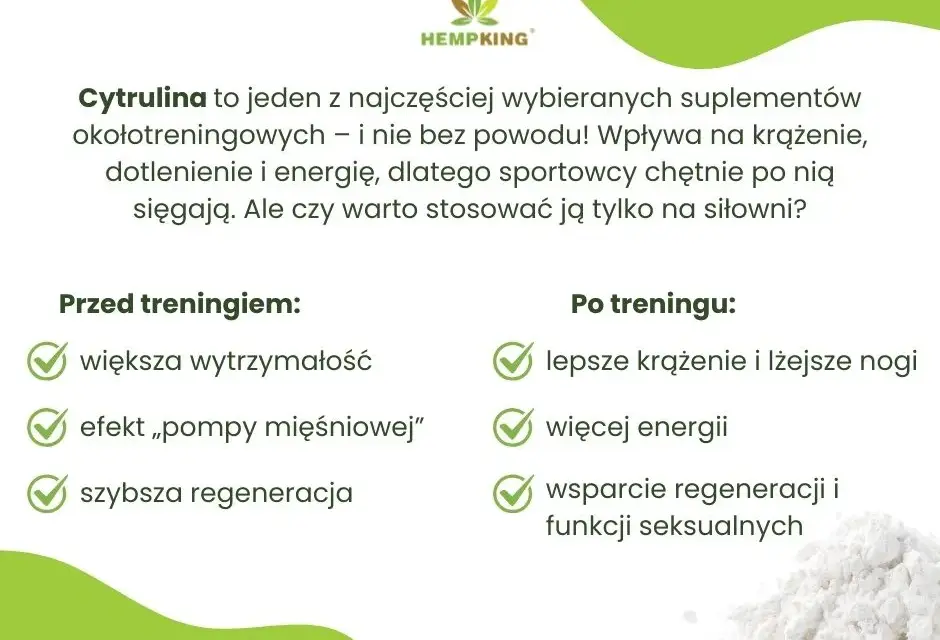 Cytrulina przed treningiem: pompa, siła i regeneracja jak to działa?