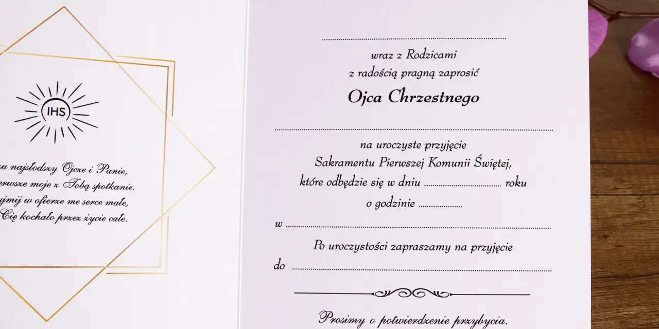 Jak wypisać zaproszenie na komunię dla chrzestnego z sercem i stylem