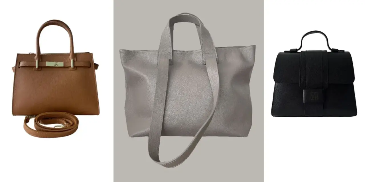 Trzy torebki damskie premium: brązowa, szara i czarna. Eleganckie modele na co dzień i specjalne okazje.