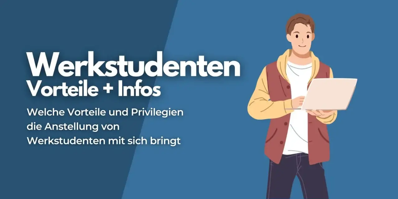 Ein junger Mann mit Laptop, der die Vorteile einer Werkstudenten-Anstellung erklärt.