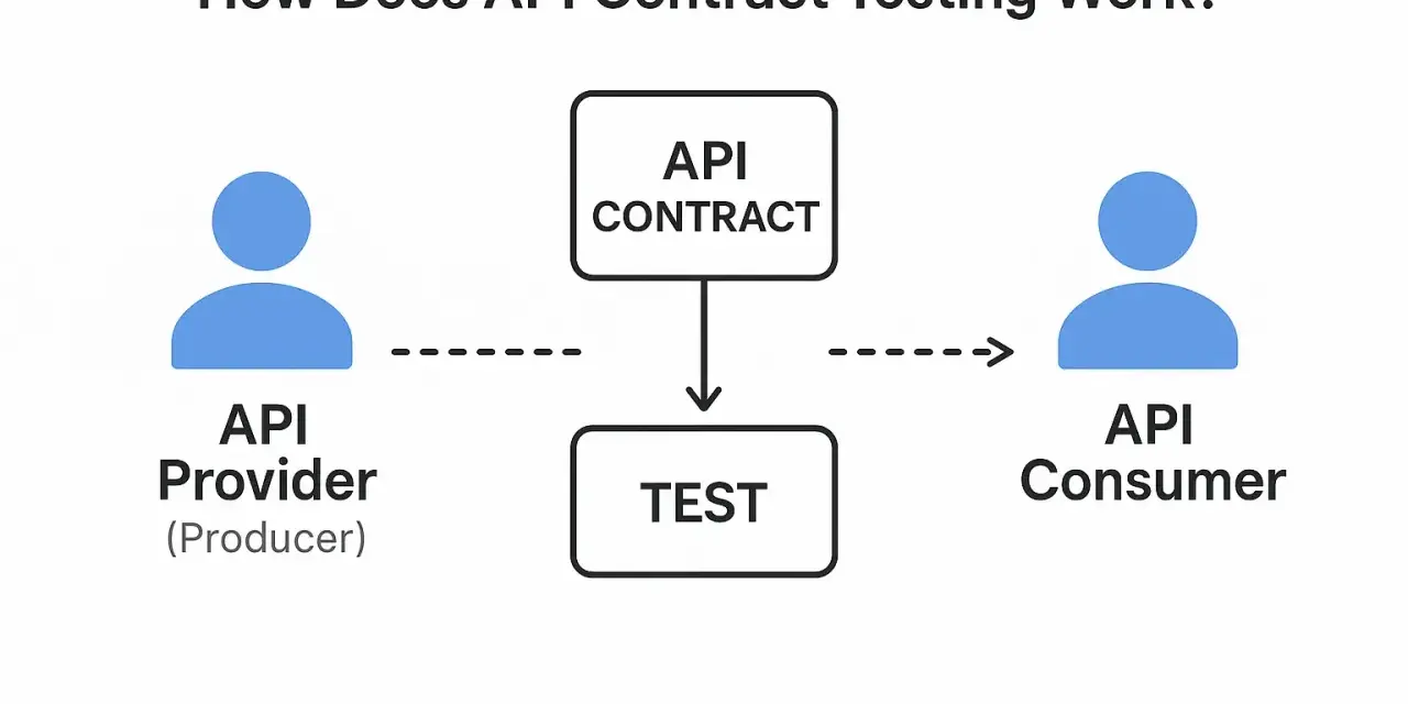 Schema für API Contract Testing: API Provider und Consumer kommunizieren über einen API Contract, der dann getestet wird.