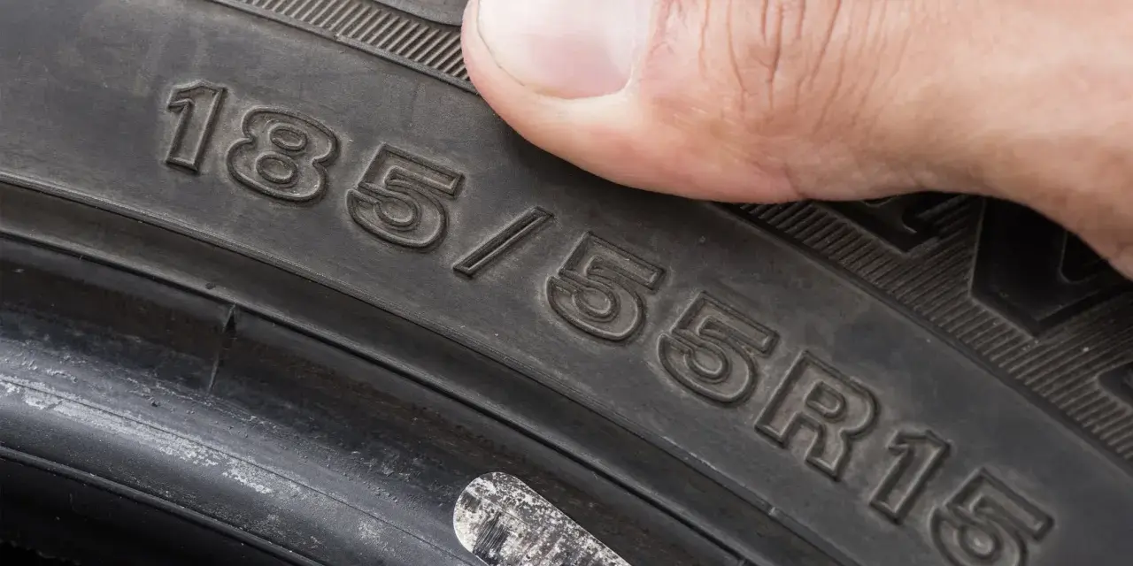Dito si vede il pneumatico cinturato, con la misura 185/55R15. Capire il pneumatico cinturato significato è fondamentale per la sicurezza.