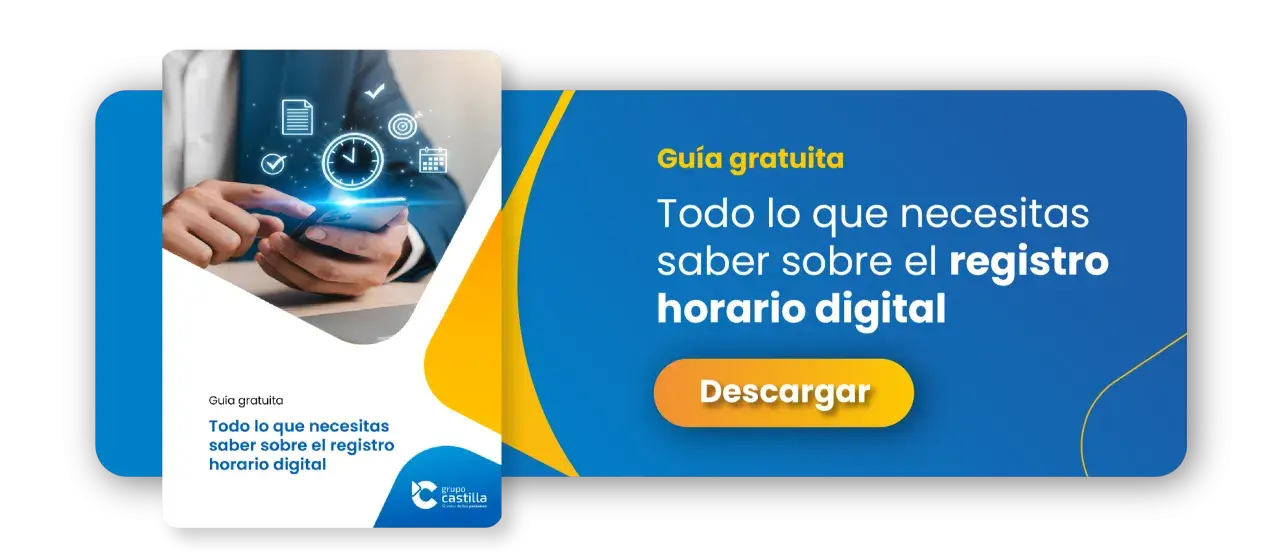 Guía gratuita sobre registro horario digital. Aprende sobre sistemas de fichaje y gestión del tiempo con esta descarga.