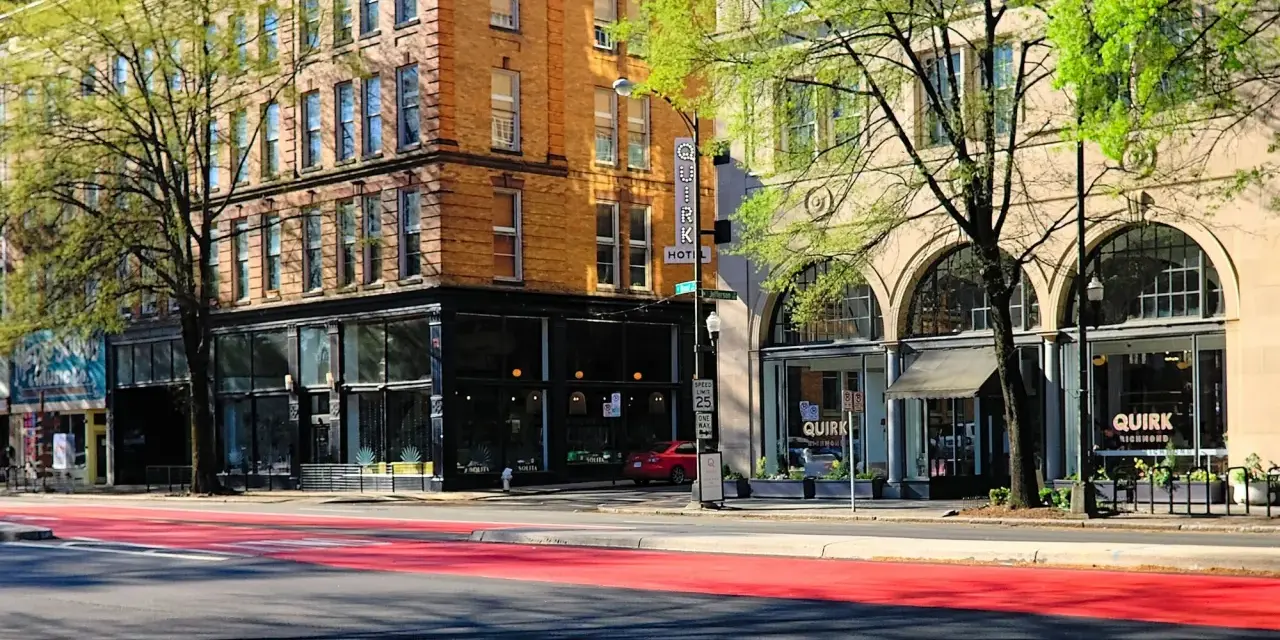 Quirk Hotel and shops in Richmond, Virginia, offer a vibrant urban experience.
