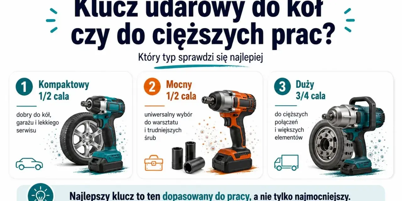 Jaki klucz udarowy do kół wybrać? Porównanie kompaktowych, mocnych i dużych modeli do różnych prac.