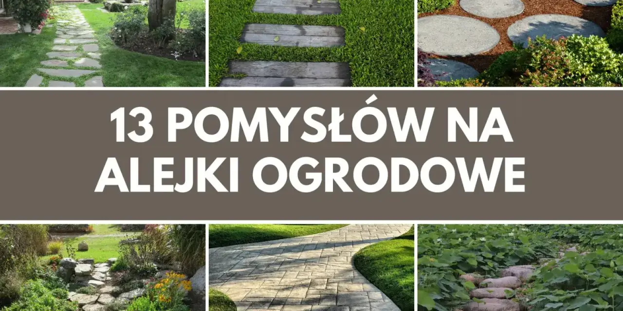 Inspirujące pomysły na alejki w ogrodzie: kamienne ścieżki, drewniane stopnie, okrągłe płyty i kamienie w wodzie.