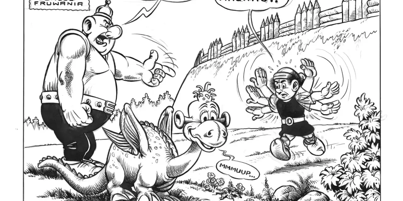 Kajko i Kokosz: Gigant woła, by machać, bo smoczek uczy się latać. Jak narysować komiks?