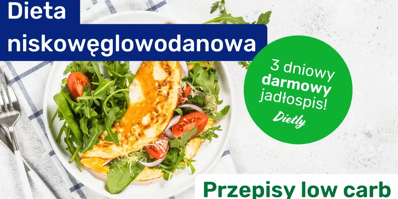 Omlet z rukolą i pomidorkami, idealny na dietę niskowęglowodanową. Przepisy low carb znajdziesz w zielonym kółku.