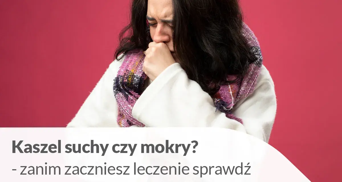 Kobieta z **uporczywym suchym kaszlem u dorosłego** zakrywa usta dłonią, ubrana w szalik.
