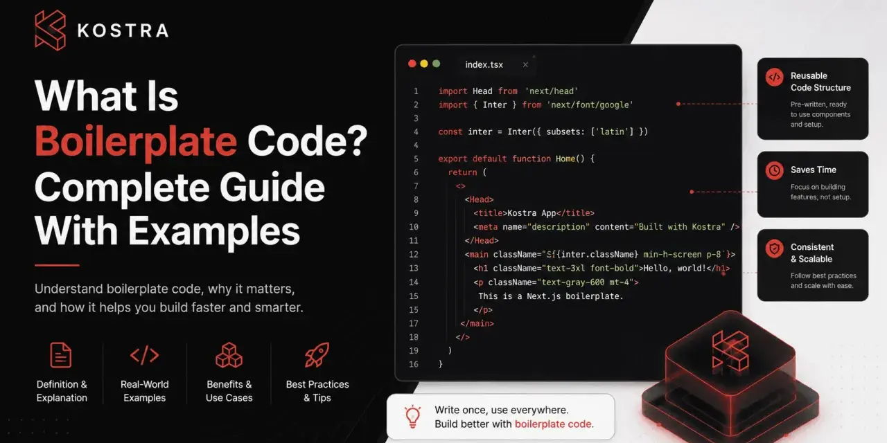 Was ist Boilerplate-Code? Ein Leitfaden mit Beispielen. Code-Struktur, Zeitersparnis und Konsistenz.