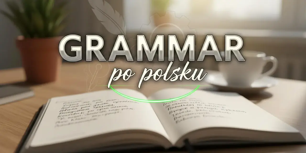 Otwarty notatnik z polskimi słówkami i tekstem "Grammar po polsku". Idealne narzędzie do nauki, jak Gramarly dla języka polskiego.