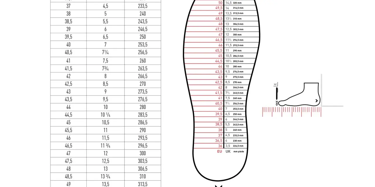 Tabella taglie scarpe: EU 38, UK 5, 240 mm. Trova la tua misura perfetta, anche 7 1/2 scarpe.