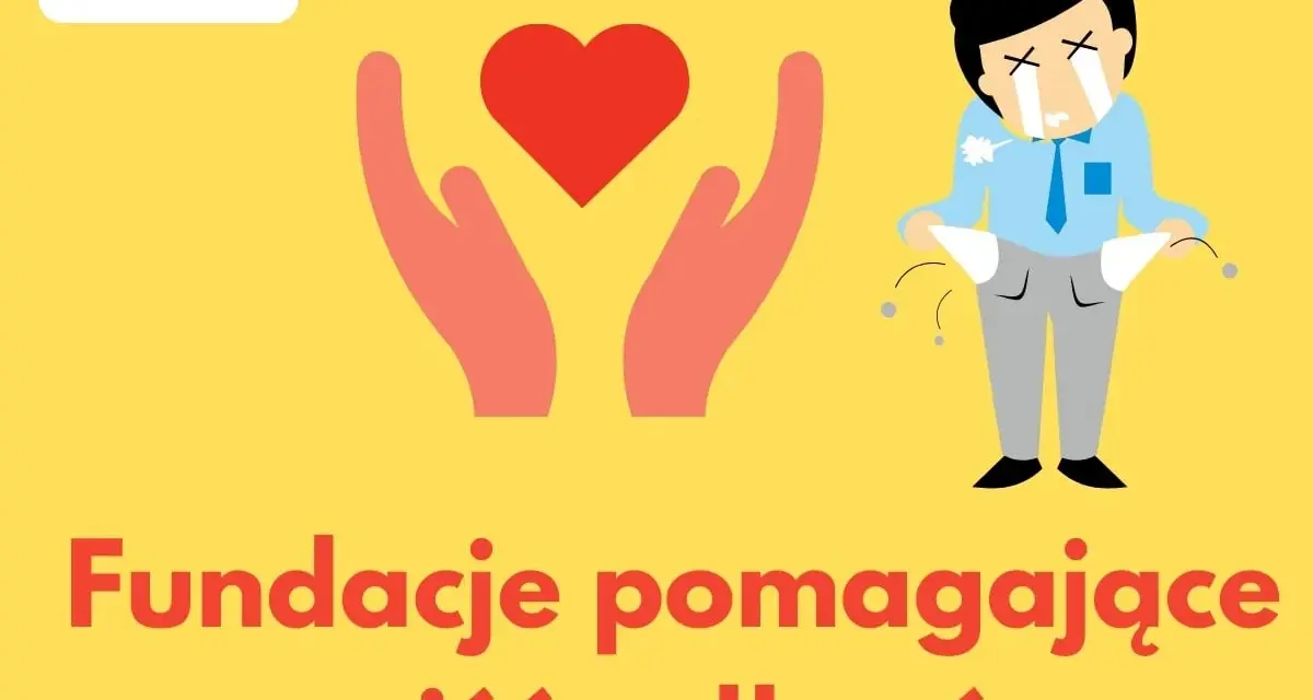 Ręce trzymające serce i zrozpaczony mężczyzna z pustymi kieszeniami. Fundacje pomagające wyjść z długów oferują wsparcie.