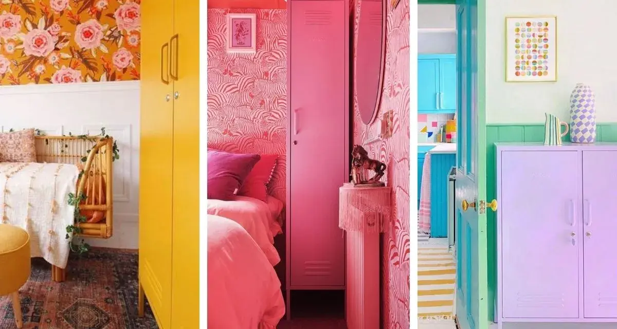 Dopamine decor: habitaciones vibrantes con papel tapiz floral, armarios amarillos, rosas y lilas, y detalles coloridos.
