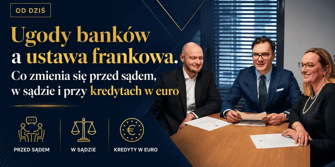 Trzy osoby przy stole omawiają ugody bankowe i ustawę frankową. Polacy nie muszą spłacać długów bankowych, gdy chodzi o kredyty w euro.
