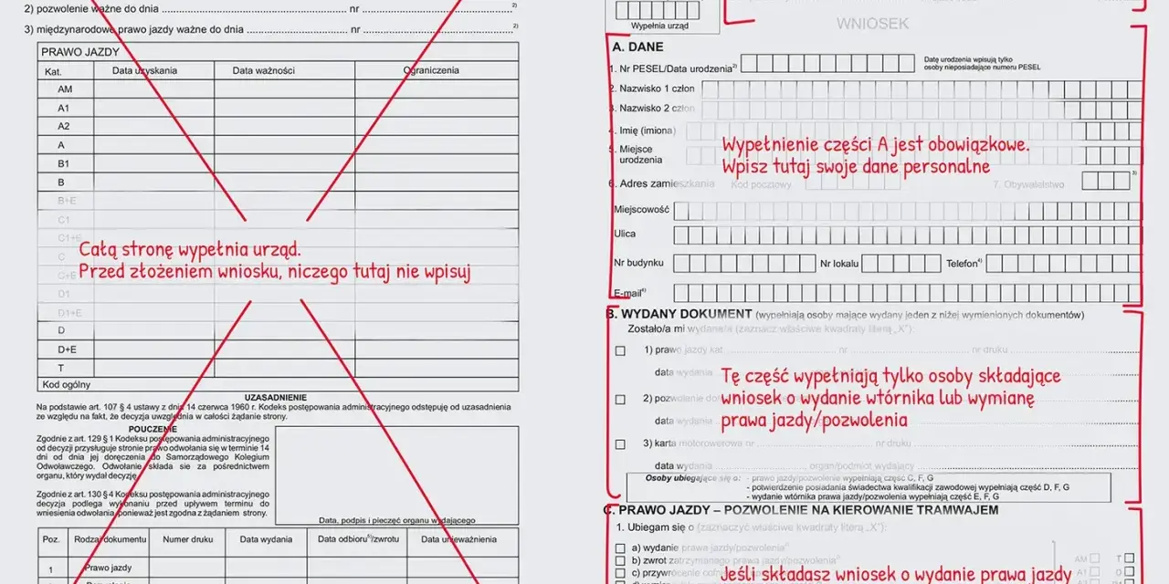 Wniosek o wymianę prawa jazdy po ślubie. Wpisz swoje dane personalne i zaznacz odpowiednią kategorię.