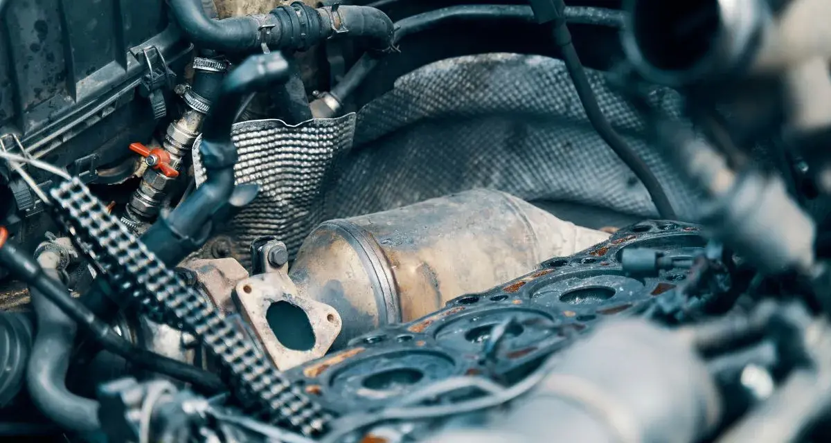 Parti del motore con filtro antiparticolato (FAP) sporco, causa comune perché si intasa il fap.