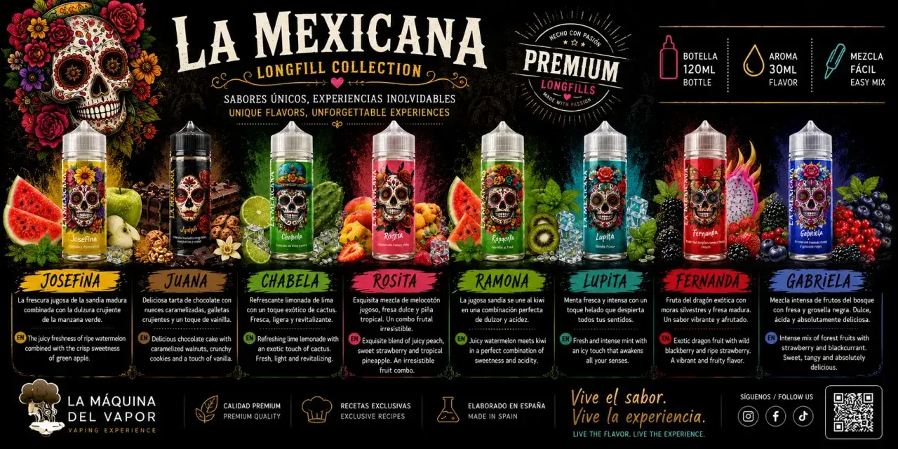 Descubre dónde comprar líquidos para vapear: la colección La Mexicana ofrece sabores únicos como sandía, chocolate y frutas exóticas.
